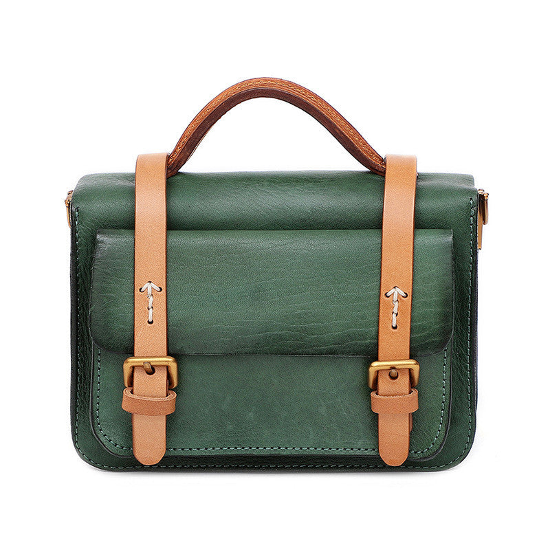Crossbody Shoulder Bag Vegetable Tanned Leather Shoulder Bag Multifunctional Retro Leather Handbag