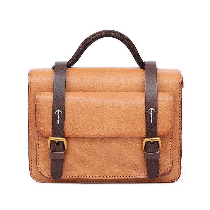 Crossbody Shoulder Bag Vegetable Tanned Leather Shoulder Bag Multifunctional Retro Leather Handbag