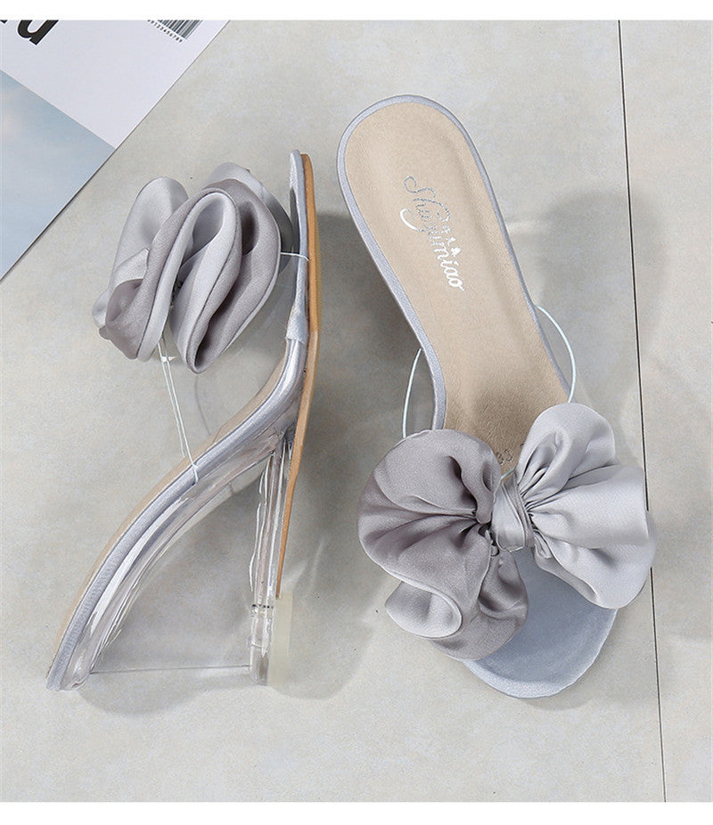 Women's Shoes One Word Buckle Simple Wedge Sandals With Transparent Heel