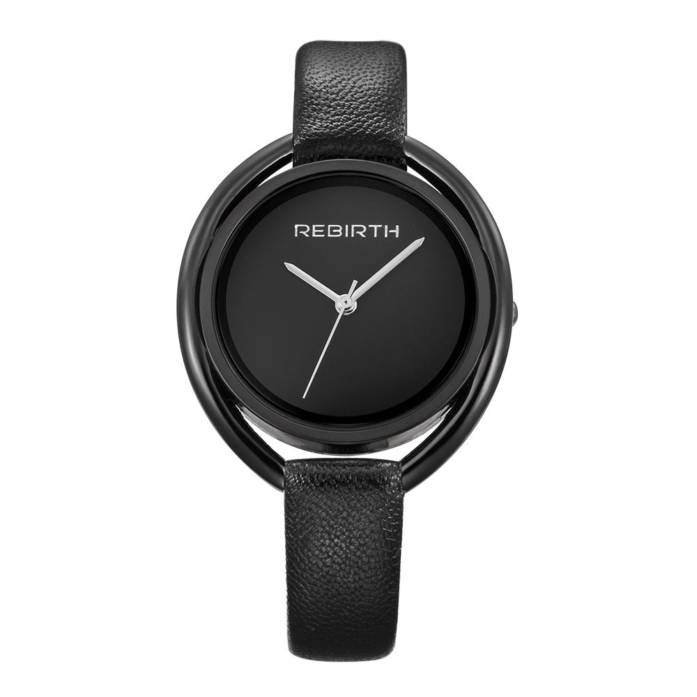 New Simple And Creative Double-Shell Ladies Quartz Water Belt Watch