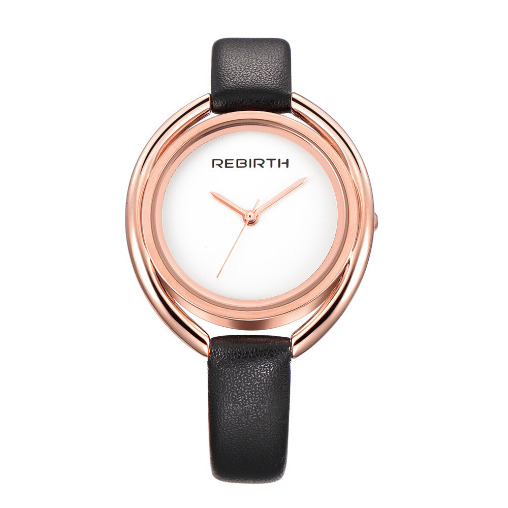 New Simple And Creative Double-Shell Ladies Quartz Water Belt Watch