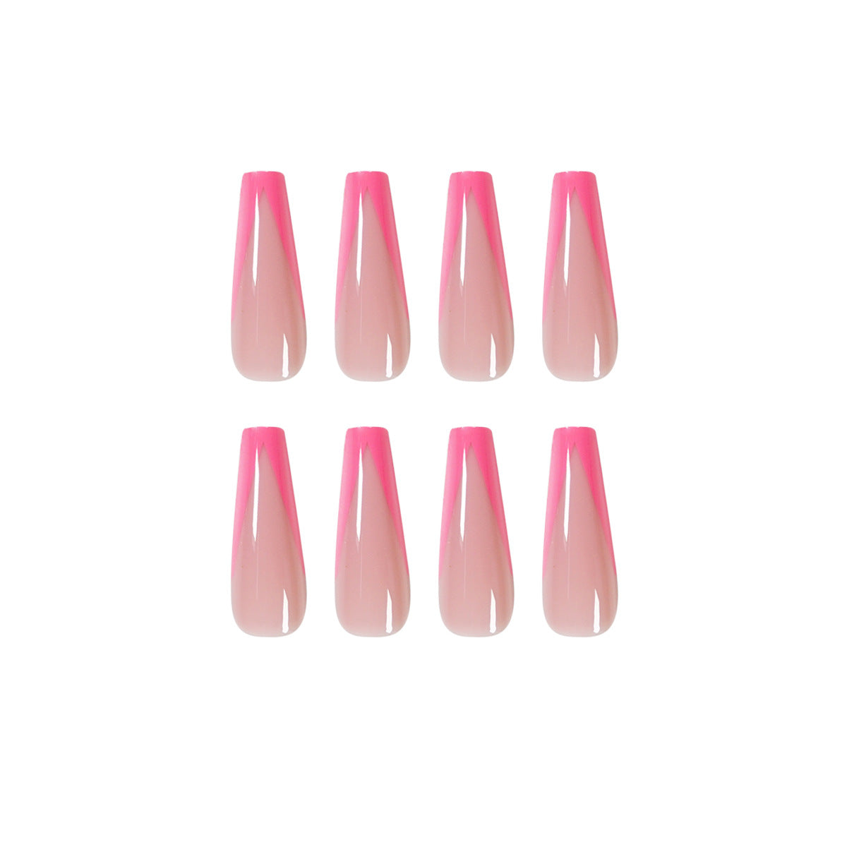 Meat Powder Long Ballet French Manicure Patch