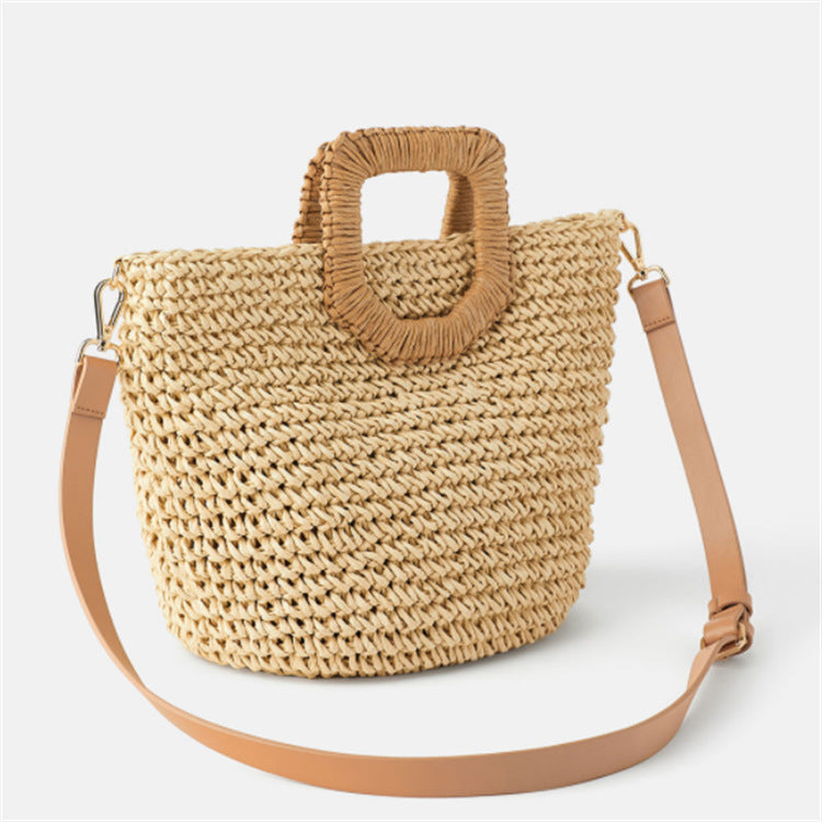 Woven Paper One-Shoulder Messenger Basket Bag