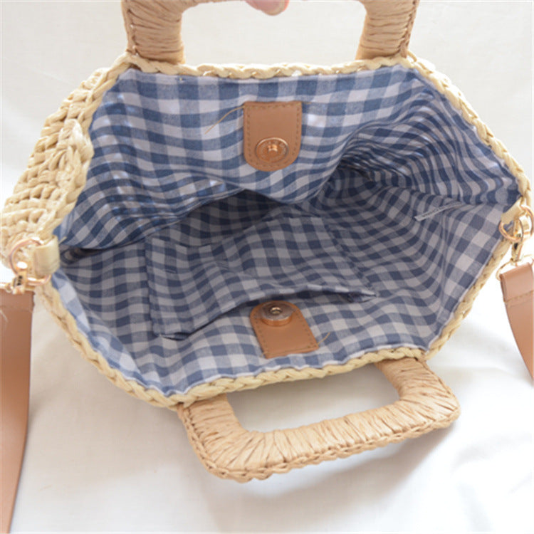 Woven Paper One-Shoulder Messenger Basket Bag