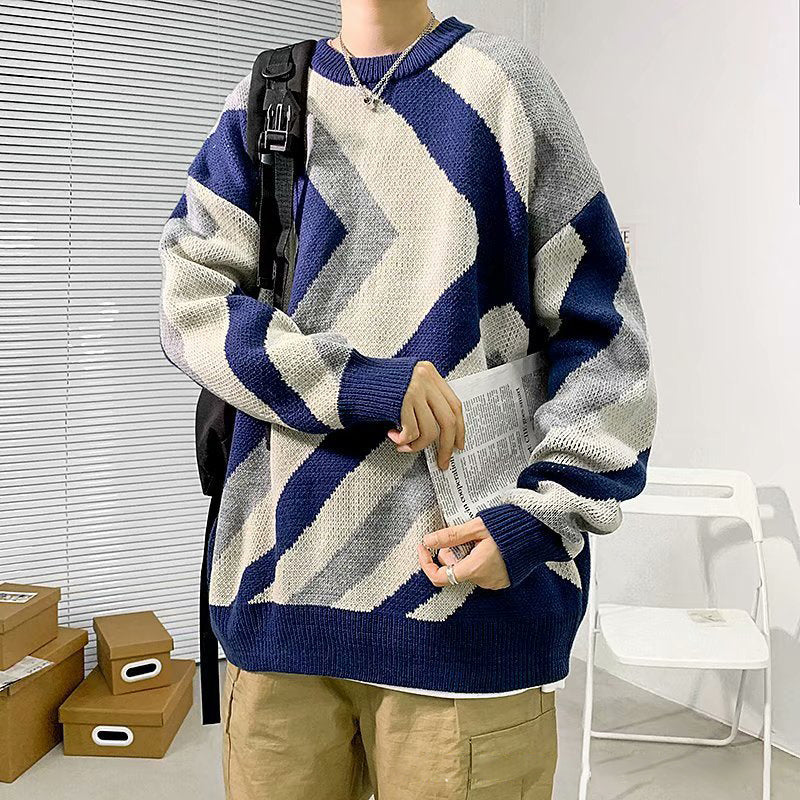 Hong Kong Style Individual Loose All-match Round Neck Sweater