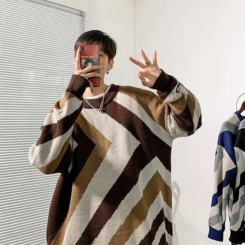 Hong Kong Style Individual Loose All-match Round Neck Sweater