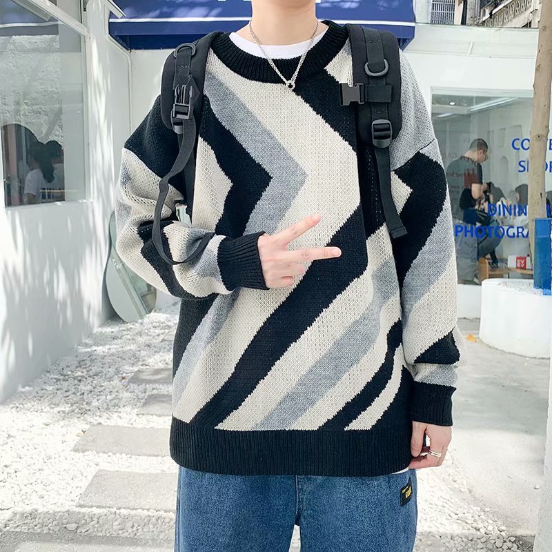 Hong Kong Style Individual Loose All-match Round Neck Sweater