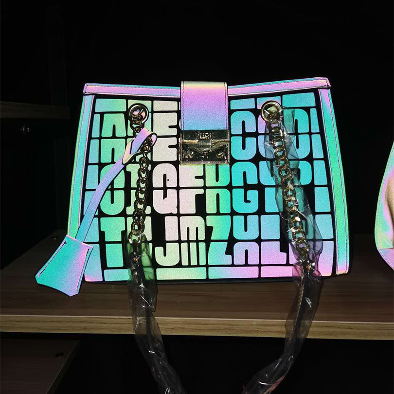 One-Shoulder Diamond Bag Colorful Luminous Portable Diagonal Bag