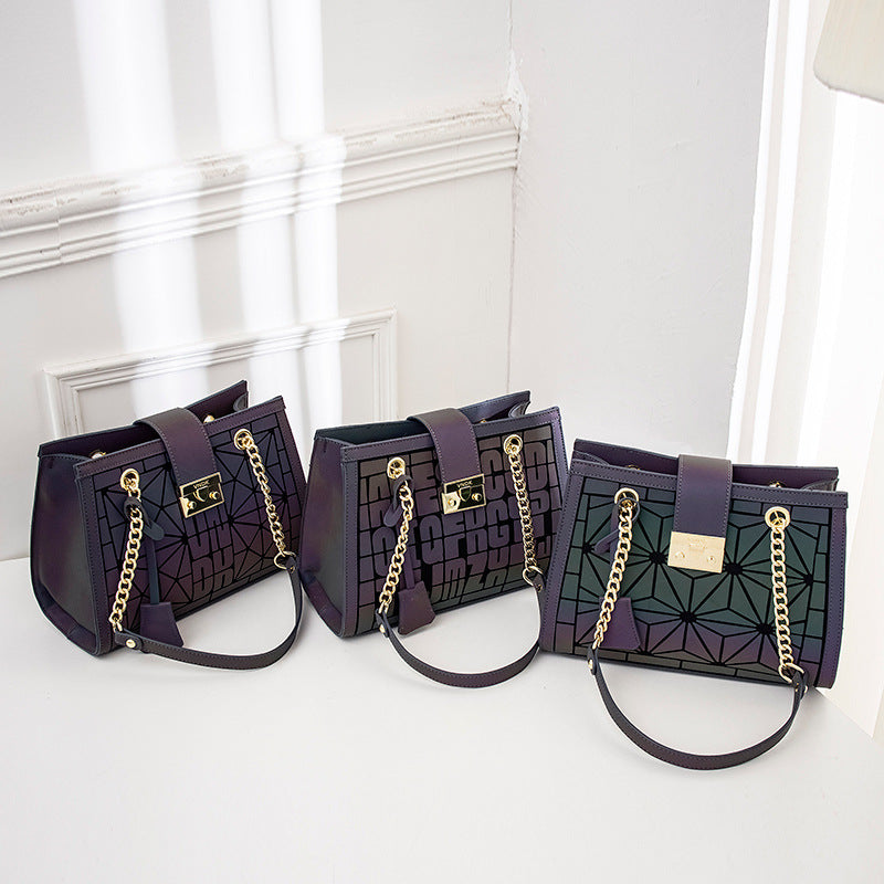 One-Shoulder Diamond Bag Colorful Luminous Portable Diagonal Bag