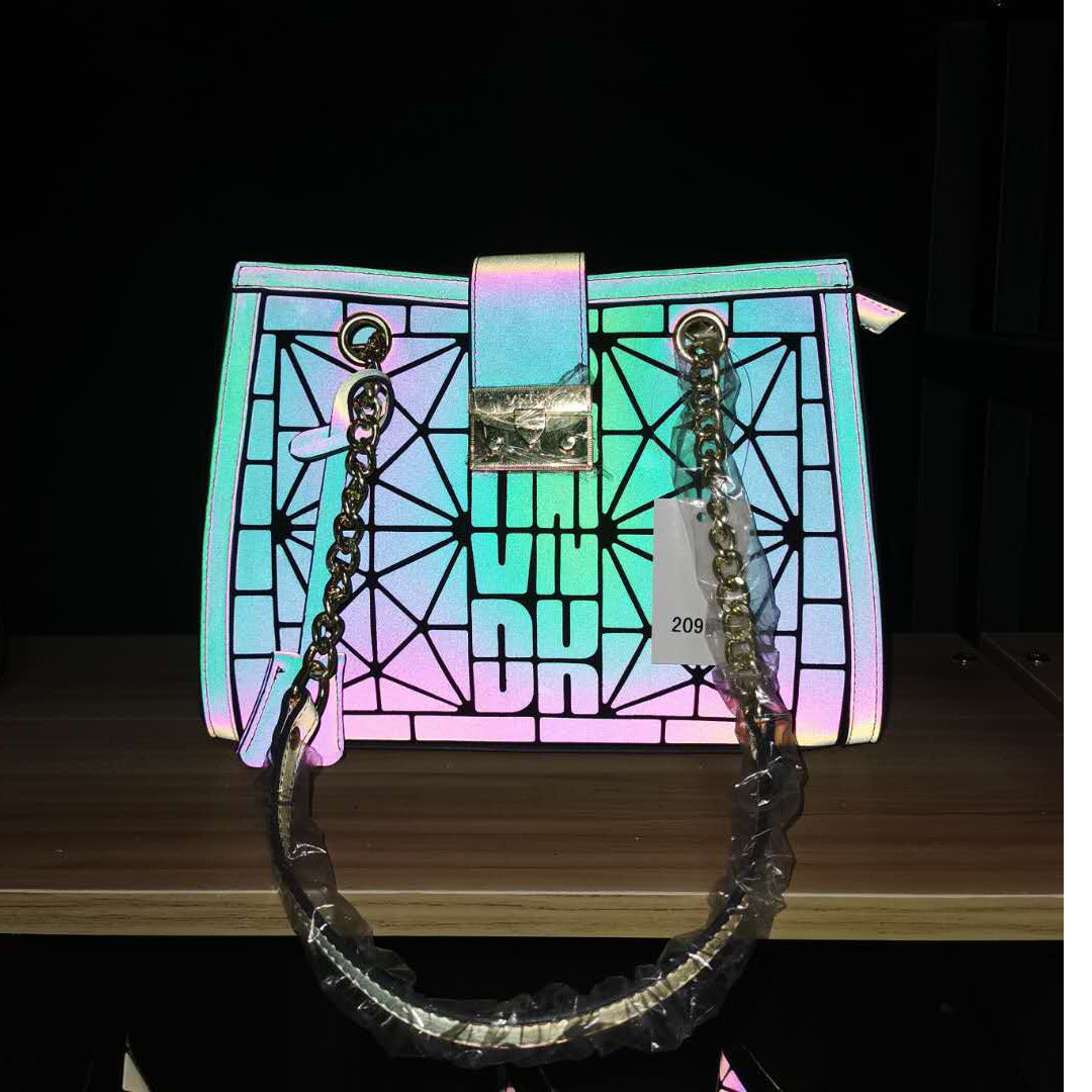 One-Shoulder Diamond Bag Colorful Luminous Portable Diagonal Bag