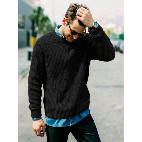 Men's Casual Slim Round Neck Sweater Knitwear