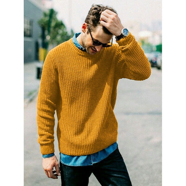 Men's Casual Slim Round Neck Sweater Knitwear
