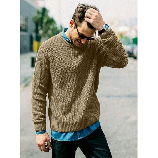 Men's Casual Slim Round Neck Sweater Knitwear