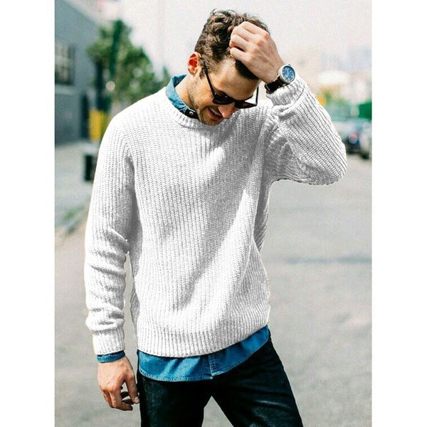 Men's Casual Slim Round Neck Sweater Knitwear