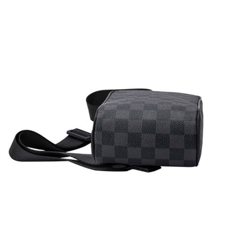 Mode Mænd Messenger Skulder Unisex Plaid Lynlås Blød Crossbody Bælte Crossbody Brysttaske