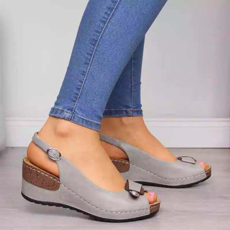 Large Size Wedge Fish Mouth Buckle Sandals