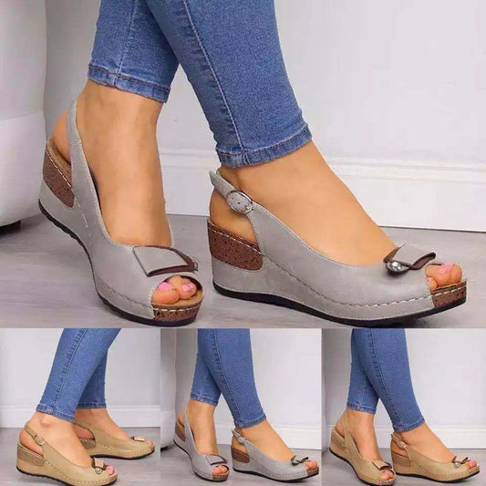 Large Size Wedge Fish Mouth Buckle Sandals