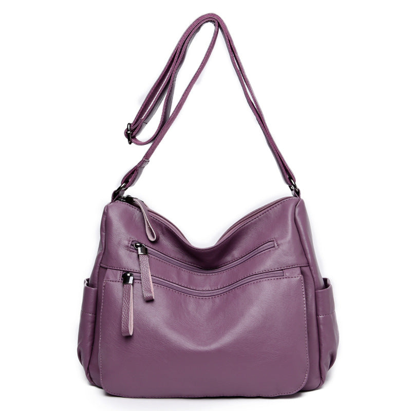 Middle-aged And Elderly Women's Bag Soft Leather Fashion Portable Mother Bag