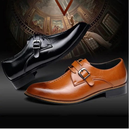 Pointed Casual Lace-Up Low-Top Leather Shoes