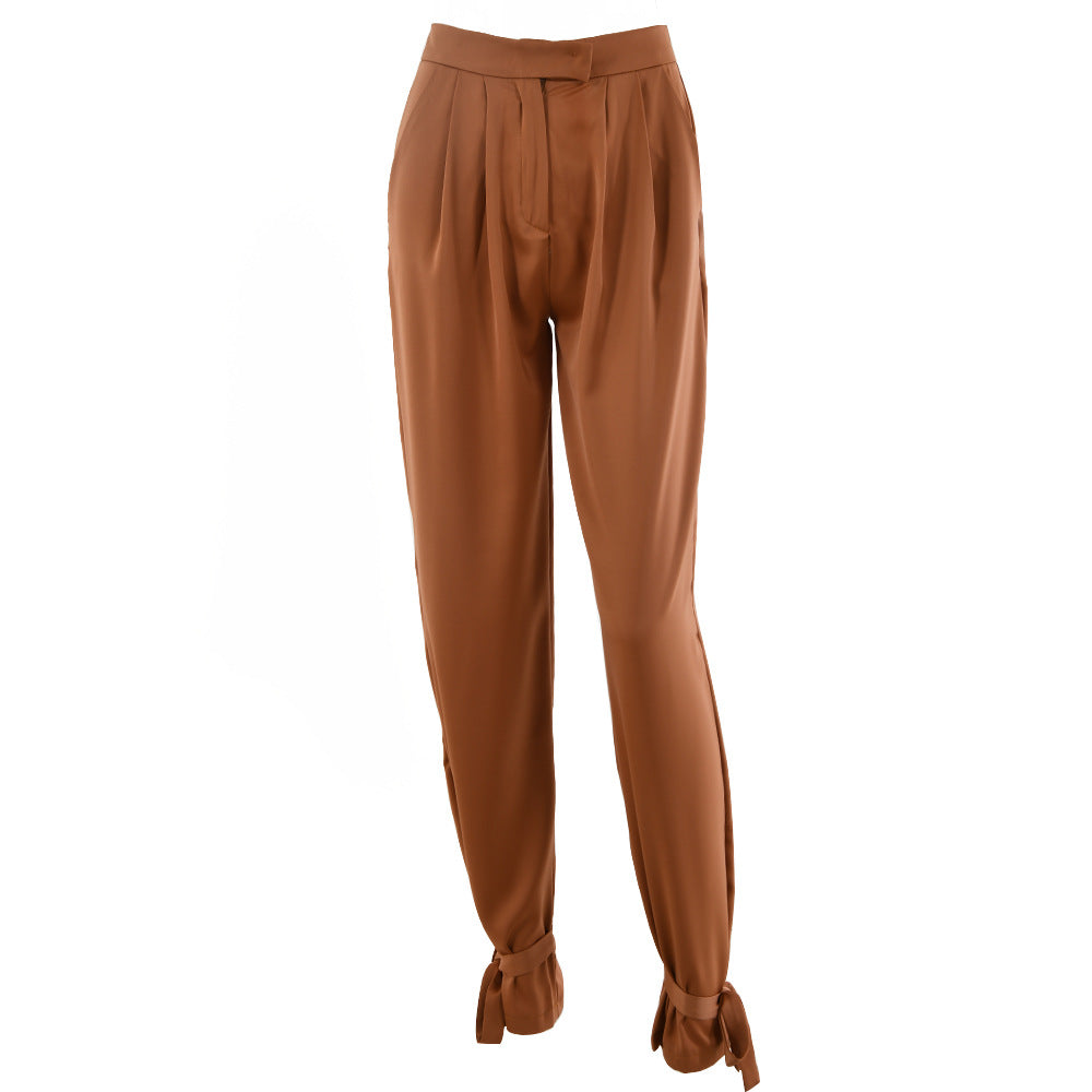 Women's New High-waist Lace-up Trousers
