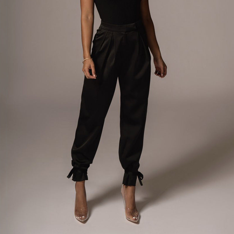 Women's New High-waist Lace-up Trousers