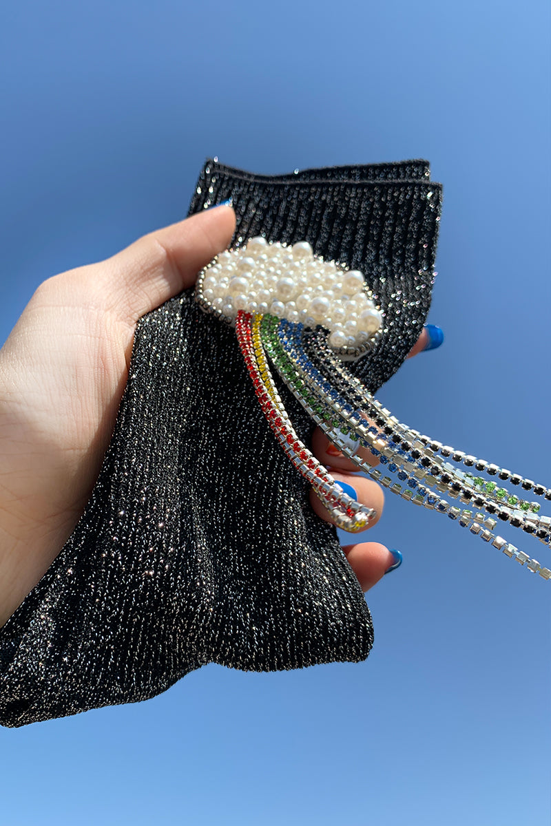 Seven-Color Rainbow Bright Silk Beaded Handmade Women's Socks