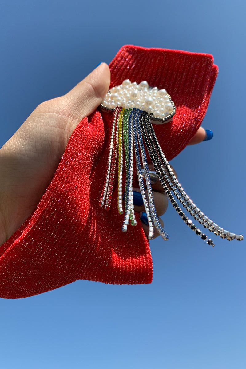 Seven-Color Rainbow Bright Silk Beaded Handmade Women's Socks