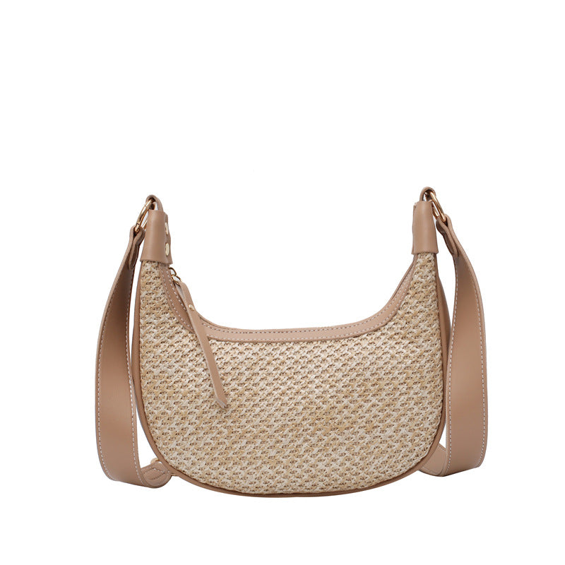 Straw Pillow Bag Summer Beach One-Shoulder Portable Holiday Woven Bag