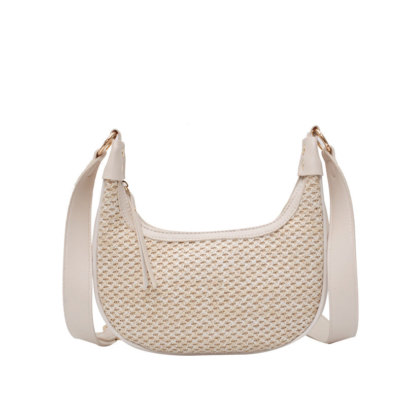Straw Pillow Bag Summer Beach One-Shoulder Portable Holiday Woven Bag