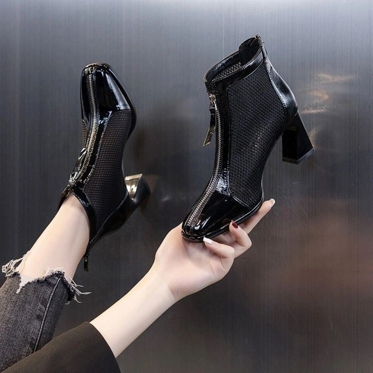 Mesh Martin Boots Sandals Thin Thick Heeled Breathable Short Boots