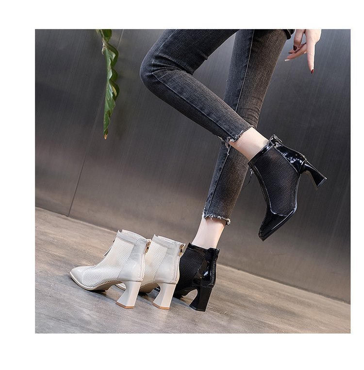 Mesh Martin Boots Sandals Thin Thick Heeled Breathable Short Boots