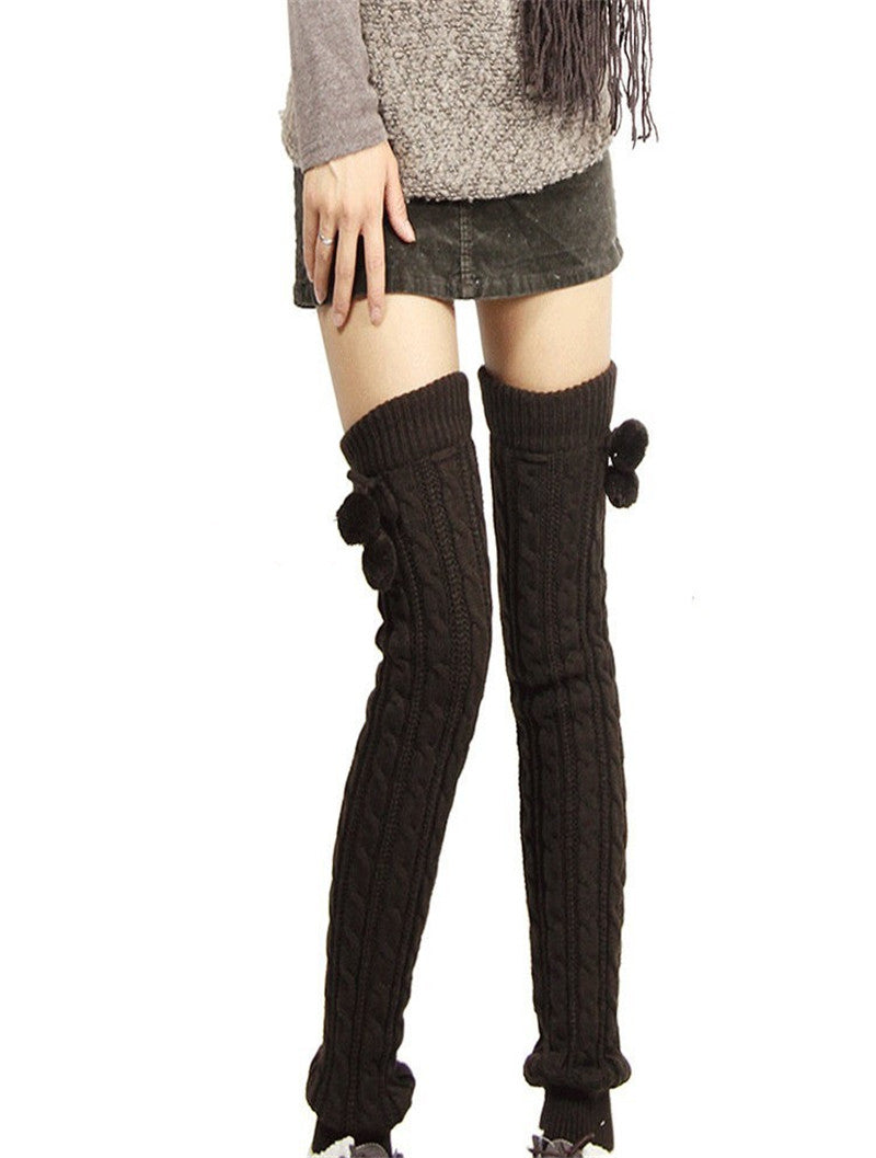 Twist Lengthened Over the Knee With Ball Wool Warm Boot Cover
