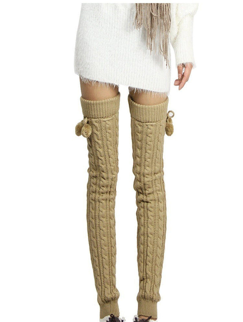 Twist Lengthened Over the Knee With Ball Wool Warm Boot Cover