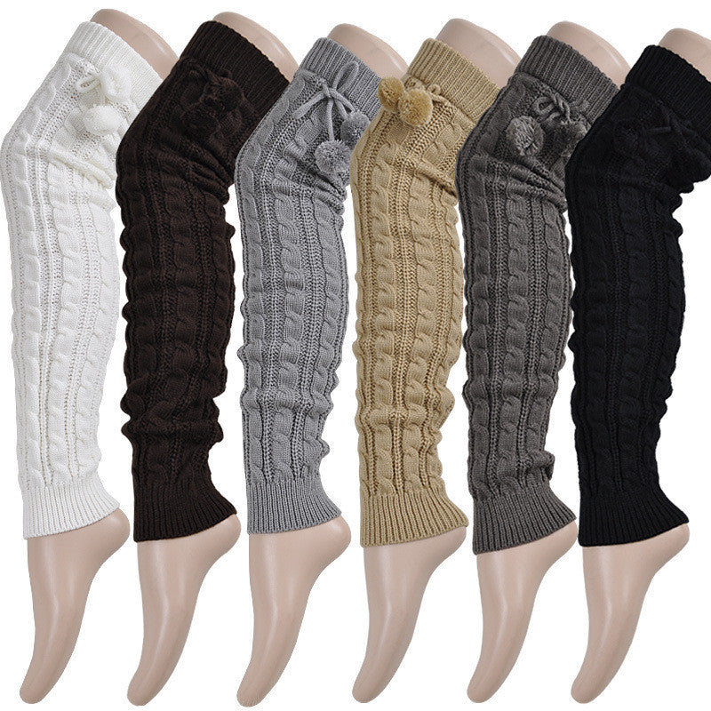 Twist Lengthened Over the Knee With Ball Wool Warm Boot Cover