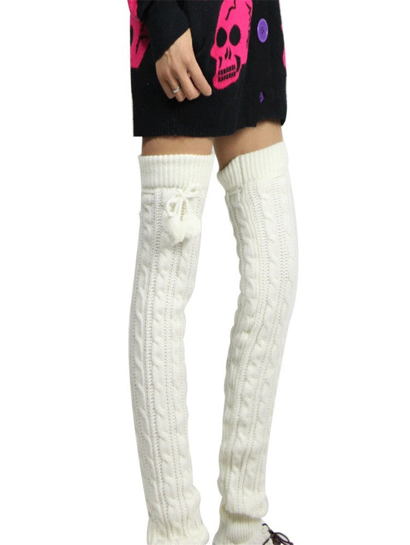 Twist Lengthened Over the Knee With Ball Wool Warm Boot Cover
