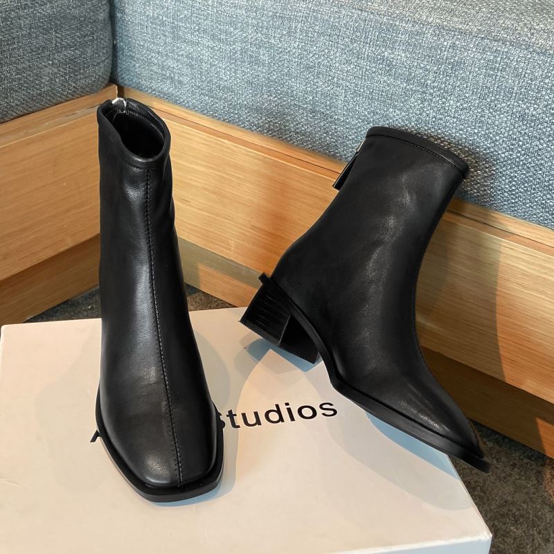 Retro Thick Heel Leather Fashion Simple Chelsea Boots