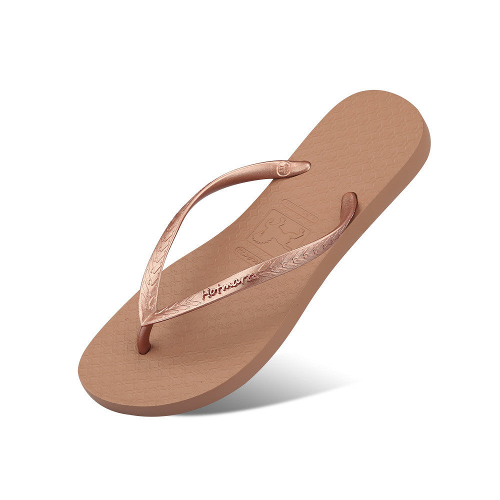 New Flip Flops Pure Color Couple Flip Beach Shoes Casual Slippers Lady