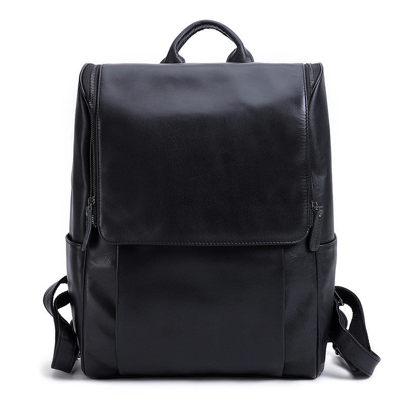 Business Men's Leather Backpack Large Capacity 15.6-Inch Computer Backpack Top Layer Leather Retro Backpack