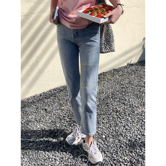 Women's Light-Colored Washed Feet Pants Slim Jeans