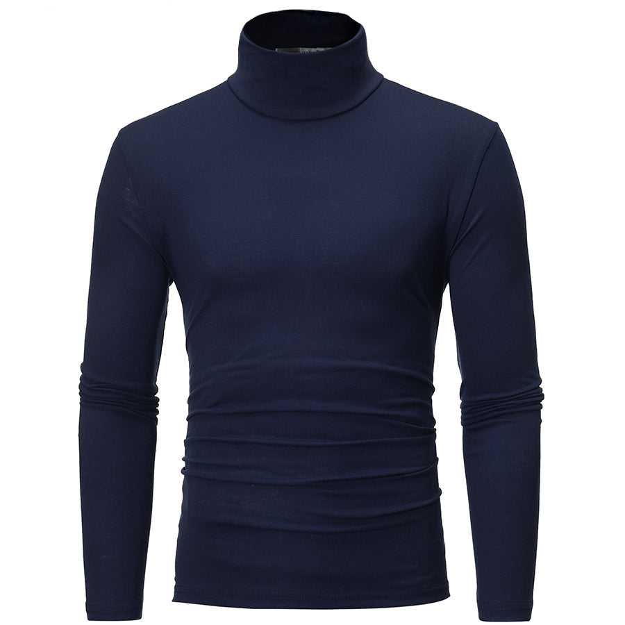 Slim Fit Solid Color Half High Neck Long Sleeved T Shirt Men's Tight Bottoming Shirt