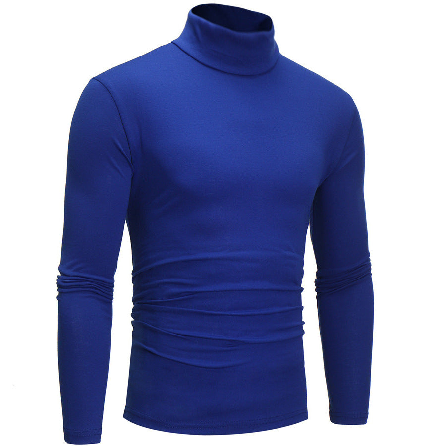 Slim Fit Solid Color Half High Neck Long Sleeved T Shirt Men's Tight Bottoming Shirt