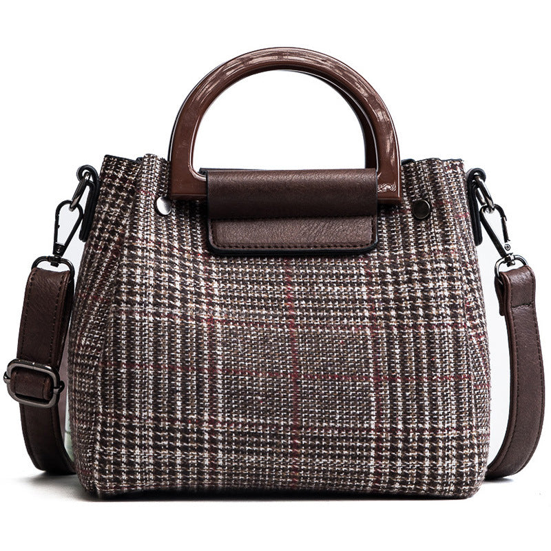Fashion Portable Bucket Bag Winter Retro Single Shoulder Messenger Bag