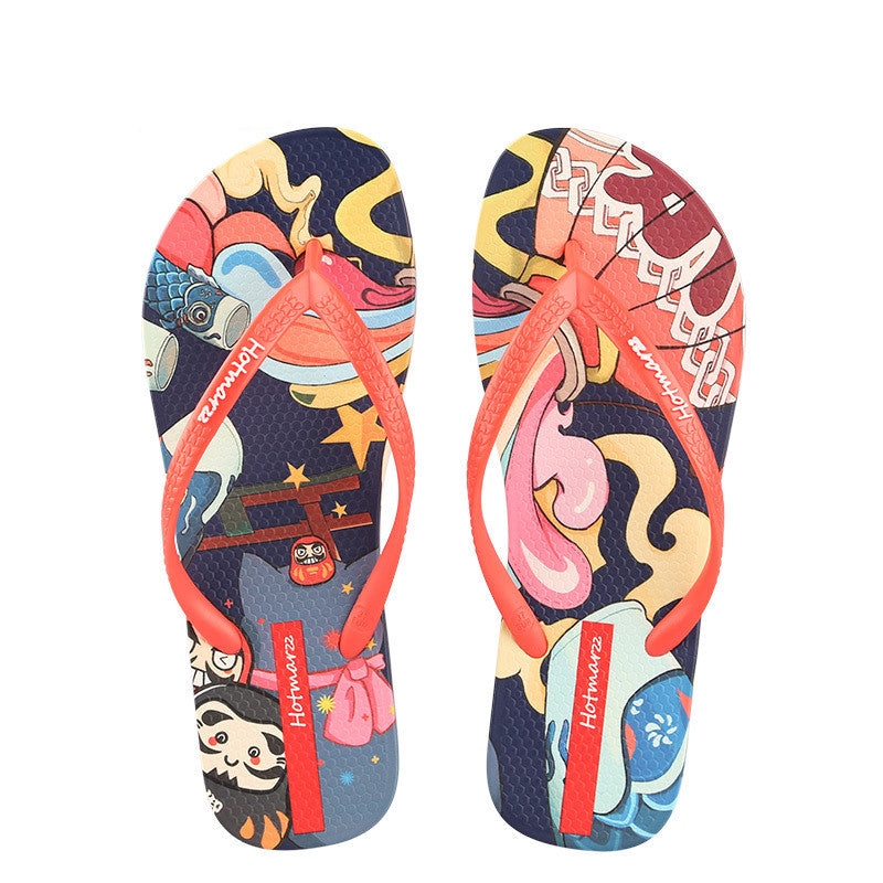Black Horse Flip Flops Female Outer Wear Net Red Ins Tide Non-Slip Fashion Flip Flops