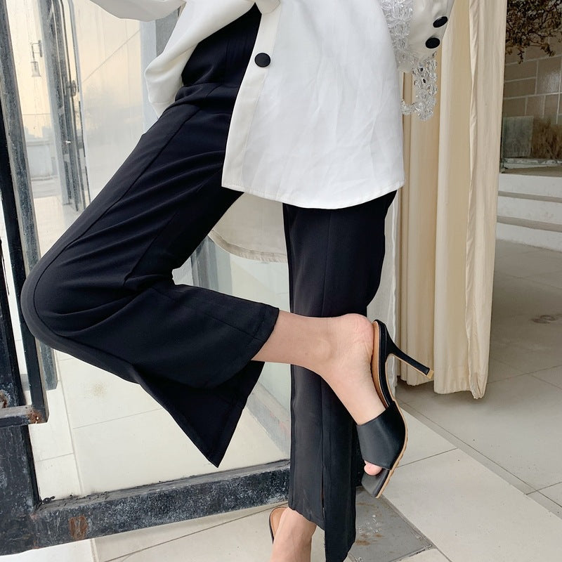 Early Spring Net Celebrity Catwalk Models Plain High-heeled Peas Sandals and Slippers