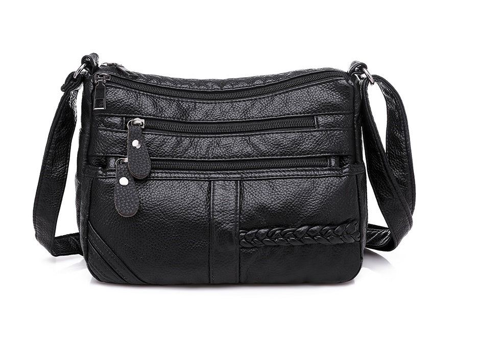 Small Square Bag Soft Leather Single Shoulder Bag Fashion Woven Lace Sideband Sidekick Bag Leisure