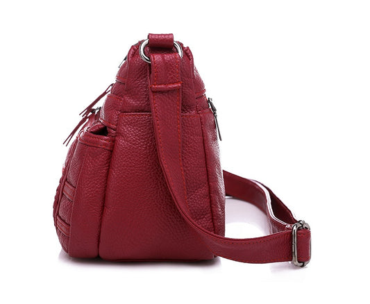 Small Square Bag Soft Leather Single Shoulder Bag Fashion Woven Lace Sideband Sidekick Bag Leisure