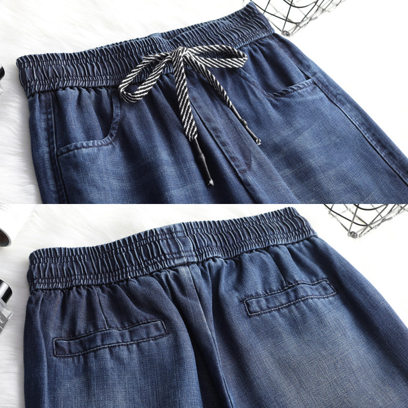 Denim Slim Retro High Waist Loose Casual Pants