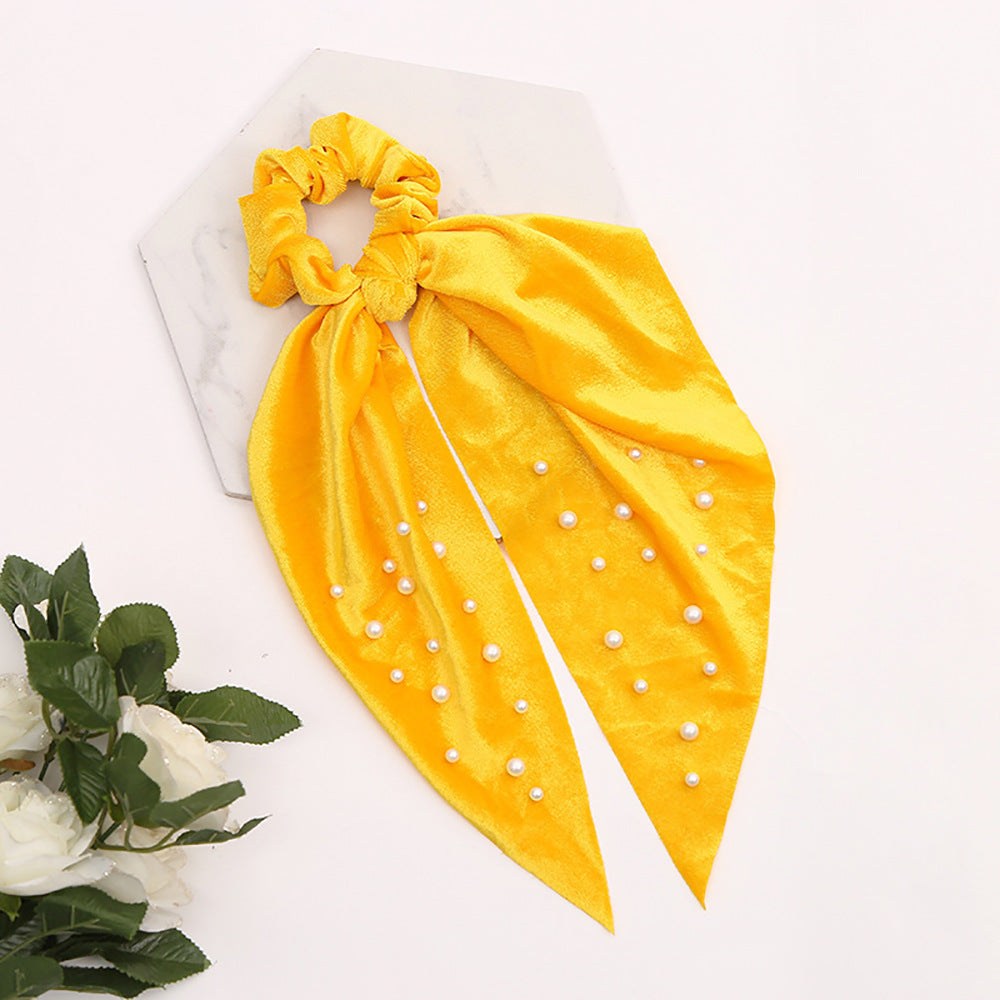 Fashion Cute Flannel Pearl Large Intestine Hair Tie