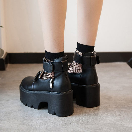 Thick Heel Lolita Shoes Retro Round Toe Doll Shoes Japanese Trifle Sole