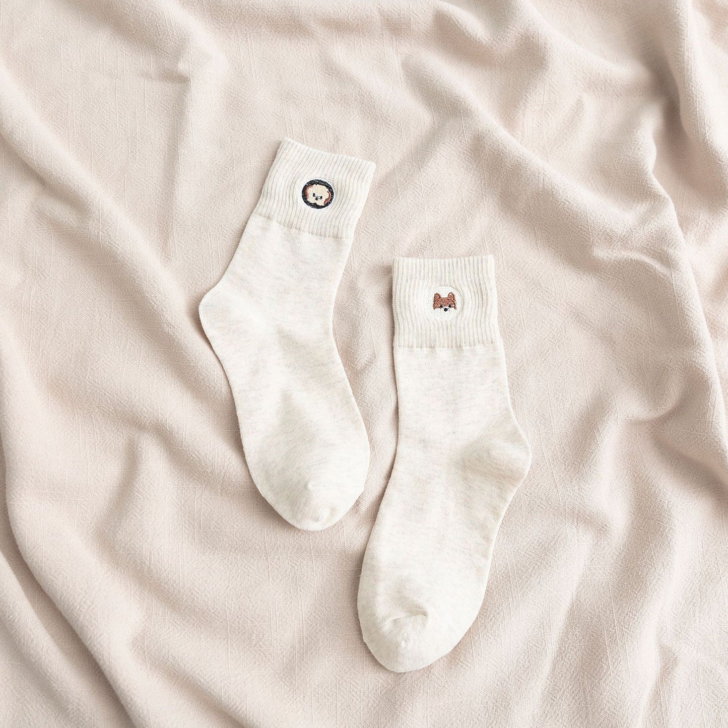 Spring and Summer New Female Japanese Cute Embroidery Puppy Breathable College Style Tube Socks